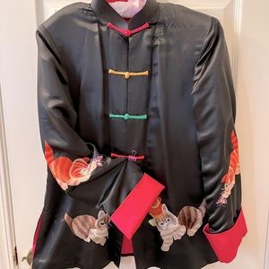 Asian CAT satin Mandarin collar jacket